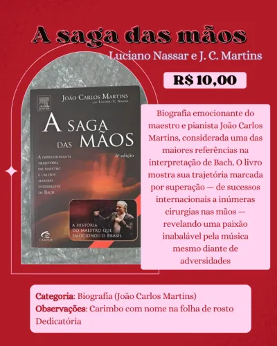 livro a saga das mãos joão carlos martins
