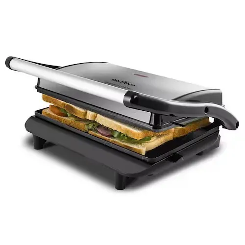 Sanduicheira Grill Britânia Press 850W Antiaderente - Inox/Preta - 110V