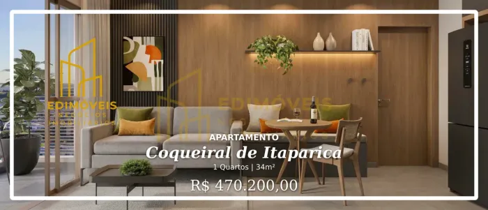 Pronto para morar: apartamento de 1 quarto no Coqueiral de Itaparica!