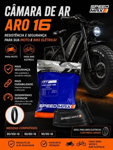 Câmara de ar para bike elétrica e moto aro 16