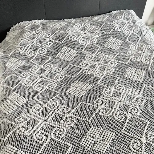 colcha de crochê casal algodão branca - feita à mão - tok stok / zara home / westwing