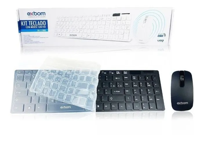 Kit Teclado E Mouse Sem Fio Exbom Bk-s1000 Português Brasil