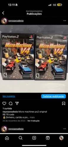 Micro machines ps2 original R$ 70 cada