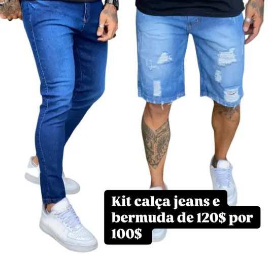 Kit Calça Jeans e Bermuda Masculina - Promoção Imperdível!