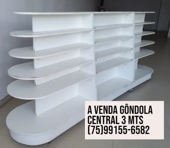 Vendo Gôndola Central Mdf Naval Branco 3 metros