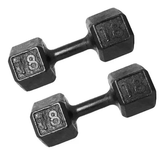 Par De Halter Dumbbell Sextavado Pintado Ferro 18kg