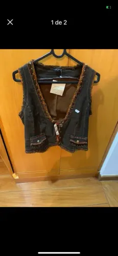 Colete marrom de brim/ jeans
