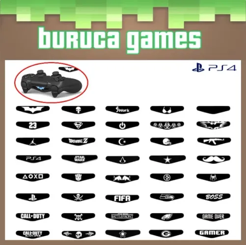 2 Adesivos da barra de LED (Lightbar) do controle de PS4