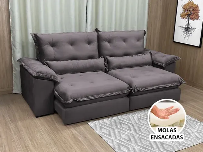 Sofá Retrátil Reclinável Vivaz  2,50m Molas Ensacadas a65