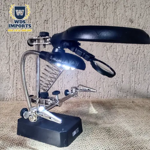 Lupa De Mesa E Bancada Led Luminária Com Clip Eletrônicos
