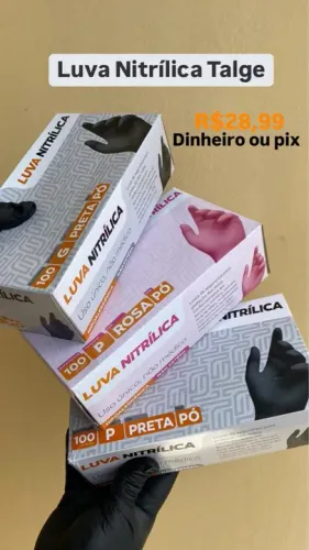 Luvas Nitrilicas Talge Preta e Rosa
