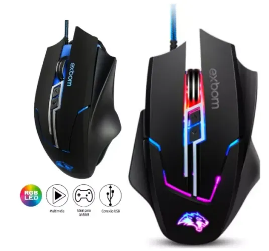Mouse Gamer Usb Exbom MS-G270 7d Warrior 3200Dpi Led Rgb 