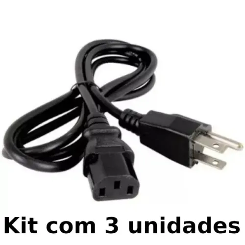 Cabo tripolar modelo antigo para computador e monitor