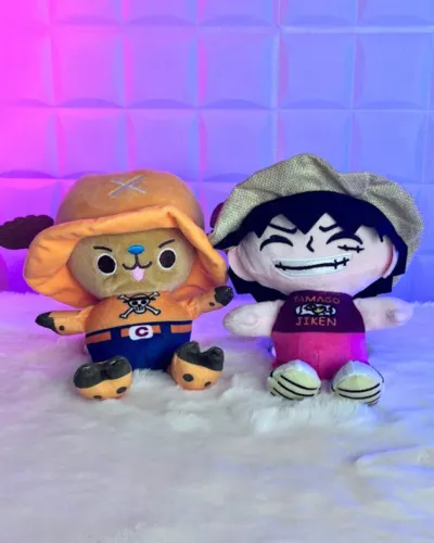 Pelúcia One Piece - dupla Luffy e Chopper - 22cm