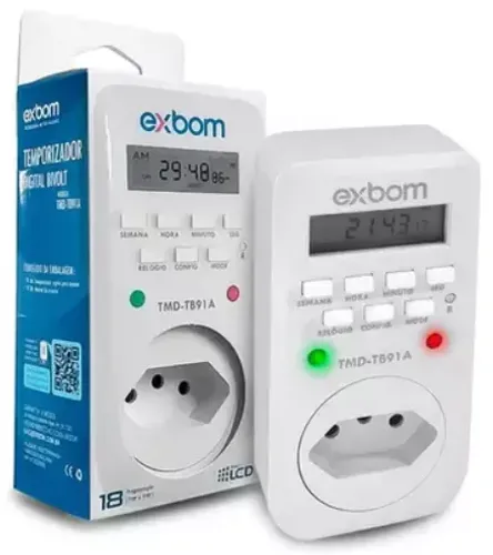 Temporizador Timer Digital Exbom TMD-TB19A Com Tela LCD Programável Bivolt 