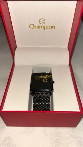 Relógio Champion Feminino Original - Preto com Pulseira de Aço Inox