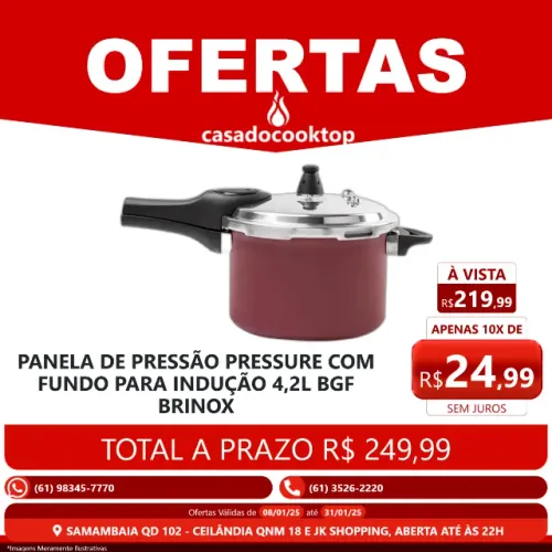 Panela De Pressão Pressure Com Fundo Para Indução 4,2L BGF Brinox