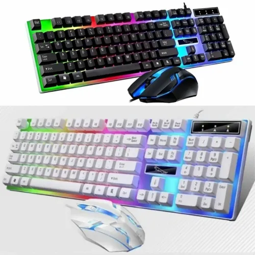 Kit Teclado e Mouse Gamer RGB Iluminado Branco ou preto Disponivel