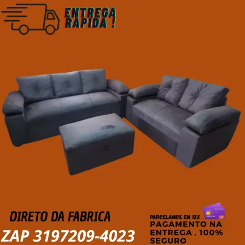 Conjunto Sofá Sonata 2 e 3 Lugares com Braços Acolchoados