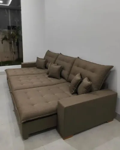 Sofá Cama de Canto em Suede Marrom