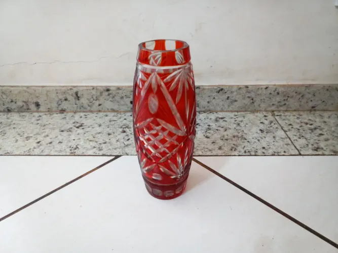 Vaso de Cristal murano Vermelho Decorativo