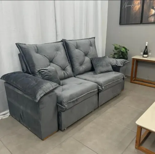SOFÁ RETRATIL RECLINAVEL 2,00 CM MOLAS ESPUMA D28
