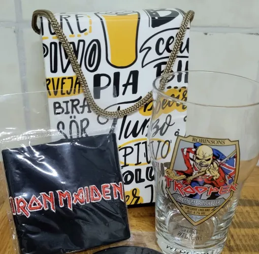 Kit Iron Maiden - Copo de Cerveja + Munhequeira