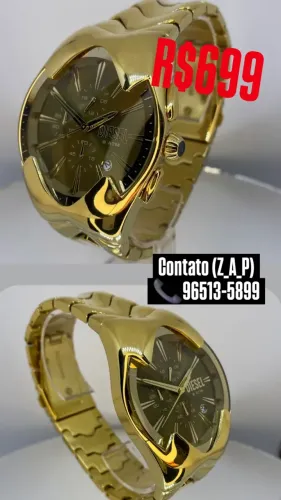 Relógio DIESEL MERCURIAL 5ATM DOURADO FUNCIONAL