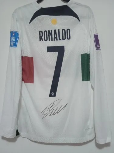 Camisa Portugal Copa Mundo 2022 #7 Ronaldo Jogo Autografada Certificada Unif 2