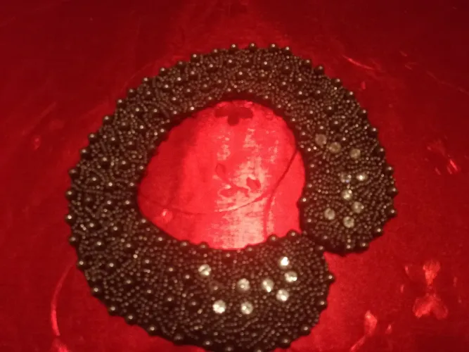 Colar Estilo Colete preto com Pérolas <br>da Época Com Pérolas