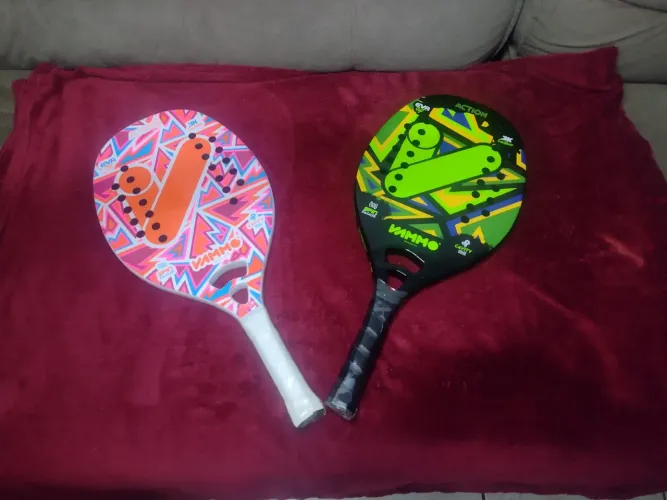 Raquete Beach Tennis Vammo Action, Full Carbono 3k - Cores Verde e Rosa