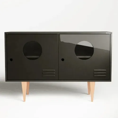Rack 2 portas - preto