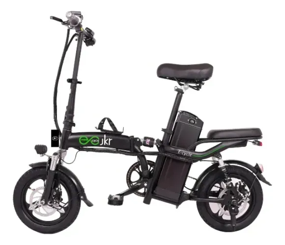 Bicicleta Elétrica Aro 14 Dobrável E-bike Lítio 384w - Jkr Cor Preto