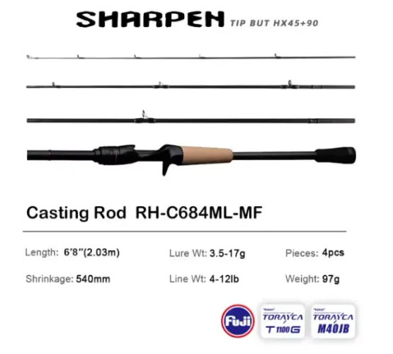 Vara Purelure Sharpen 2,03m 12lb Travel 4p 3,5-17g 97g Preto/violeta-escuro