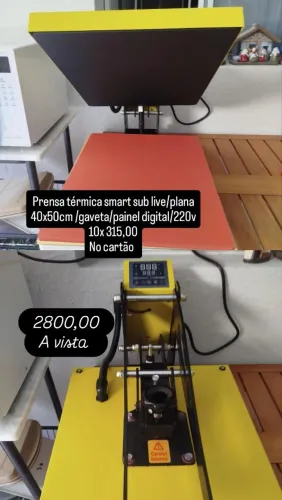 Prensa térmica smart sub live plana 40x50cm gaveta painel digital 220v