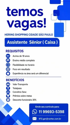 Vaga operadora de caixa 