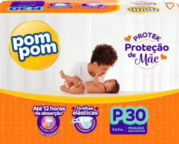 Fralda Pompom Protek P - Pacote Fechado com 30 Unidades
