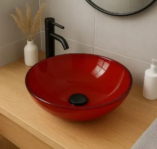 Linda Cuba de vidro para lavabo