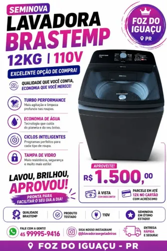Excelente máquina de lavar Brastemp Semi nova 