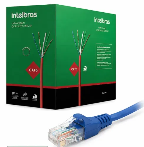 Cabo Internet 50m CAT6 Intelbras Cabo de Rede RJ45 Gigabit Já Crimpado 100% COBRE