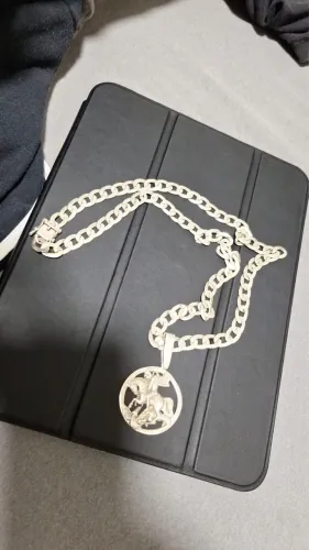 Corrente Grumet 9mm + Pingente São Jorge em Prata 925