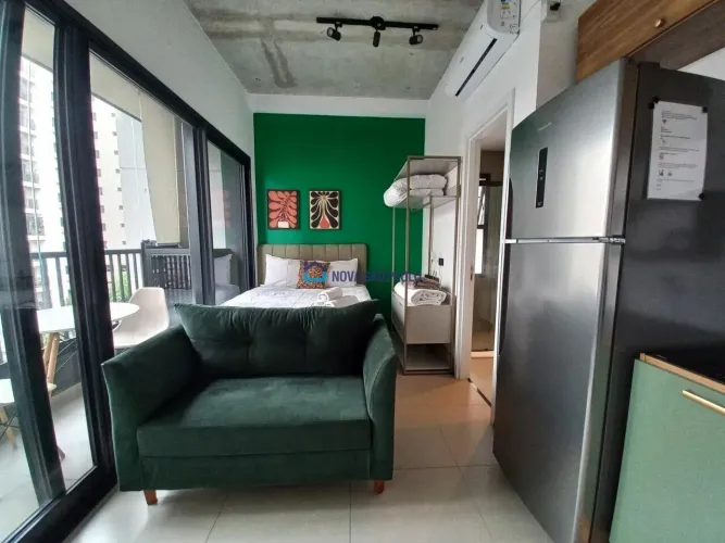 Studio mobiliado para alugar na Vila Olímpia | 24 m² | 1 vaga + depósito