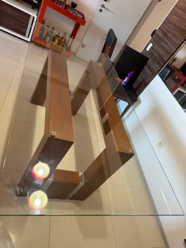 Mesa Retangular de Vidro 2m x 1m NEGOCIÁVEL