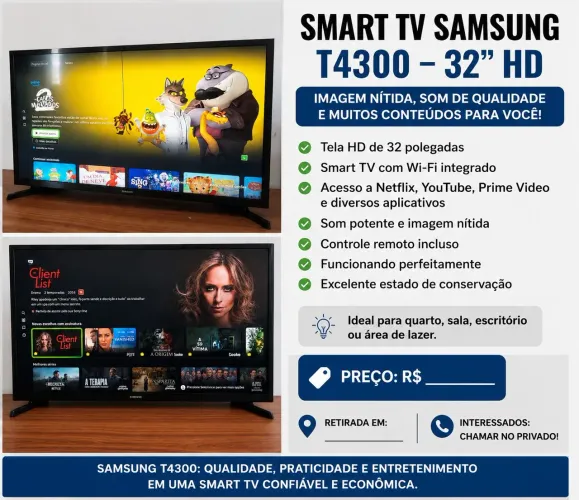 TV Samsung HD T4300 - 32 Polegadas | NOVÍSSIMA 