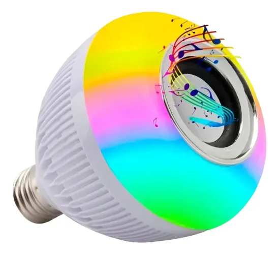 Lâmpada RGB com Caixa de Som Bluetooth e Controle Remoto -
