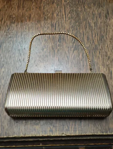 Bolsa Clutch Vintage Retrô Corello Dourada Anos 70/80 Com Caixa