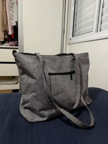 Bolsa grande cinza tote