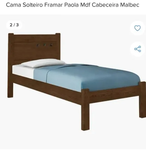 Cama Solteiro Paola MDF Malbec - Conservada - Ótima Oportunidade