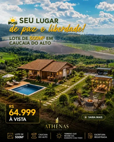 VALOR PROMOCIONAL TERRENOS CAUCAIA DO ALTO EM LOTES DE 500M²