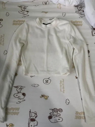cropped manga comprida longa branco forever 21 tam P